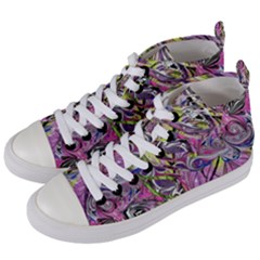 Abstract Intarsio Women s Mid-top Canvas Sneakers by kaleidomarblingart