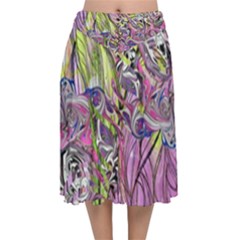 Abstract Intarsio Velvet Flared Midi Skirt by kaleidomarblingart