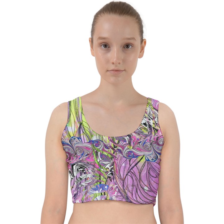 Abstract intarsio Velvet Racer Back Crop Top