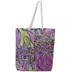 Abstract Intarsio Full Print Rope Handle Tote (large) by kaleidomarblingart