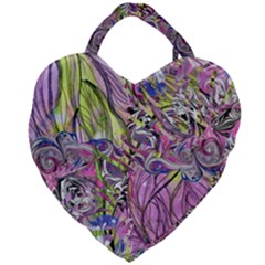 Abstract Intarsio Giant Heart Shaped Tote by kaleidomarblingart