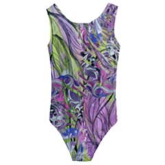 Abstract Intarsio Kids  Cut-out Back One Piece Swimsuit