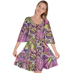 Abstract Intarsio Velour Kimono Dress by kaleidomarblingart