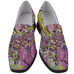 Abstract Intarsio Women s Chunky Heel Loafers by kaleidomarblingart