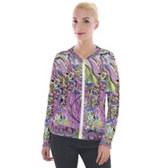 Abstract Intarsio Velvet Zip Up Jacket by kaleidomarblingart