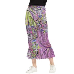 Abstract Intarsio Maxi Fishtail Chiffon Skirt by kaleidomarblingart