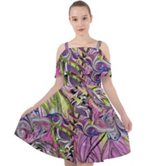 Abstract Intarsio Cut Out Shoulders Chiffon Dress by kaleidomarblingart