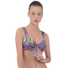 Abstract Intarsio Front Tie Bikini Top by kaleidomarblingart