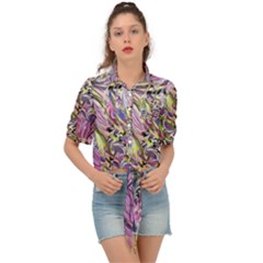 Abstract Intarsio Tie Front Shirt  by kaleidomarblingart