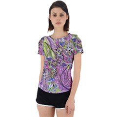 Abstract Intarsio Back Cut Out Sport Tee by kaleidomarblingart