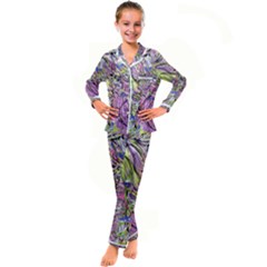 Abstract Intarsio Kid s Satin Long Sleeve Pajamas Set by kaleidomarblingart