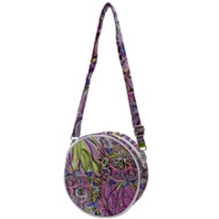 Abstract Intarsio Crossbody Circle Bag by kaleidomarblingart