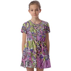 Abstract Intarsio Kids  Short Sleeve Pinafore Style Dress