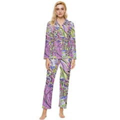 Abstract Intarsio Womens  Long Sleeve Velvet Pocket Pajamas Set by kaleidomarblingart