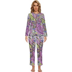 Abstract Intarsio Womens  Long Sleeve Lightweight Pajamas Set