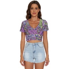 Abstract Intarsio V-neck Crop Top