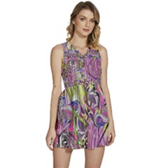 Abstract Intarsio Sleeveless High Waist Mini Dress