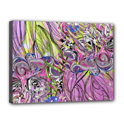 Abstract Intarsio Canvas 16  X 12  (stretched) by kaleidomarblingart