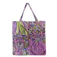 Abstract Intarsio Grocery Tote Bag by kaleidomarblingart