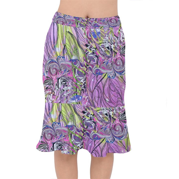 Abstract intarsio Short Mermaid Skirt