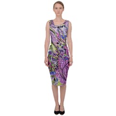 Abstract Intarsio Sleeveless Pencil Dress by kaleidomarblingart