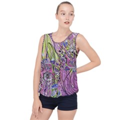 Abstract Intarsio Bubble Hem Chiffon Tank Top by kaleidomarblingart