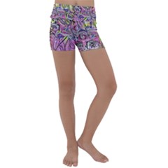 Abstract Intarsio Kids  Lightweight Velour Yoga Shorts by kaleidomarblingart