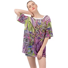 Abstract Intarsio Oversized Chiffon Top by kaleidomarblingart