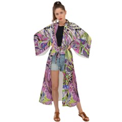 Abstract Intarsio Maxi Kimono by kaleidomarblingart