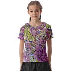 Abstract Intarsio Kids  Frill Chiffon Blouse by kaleidomarblingart