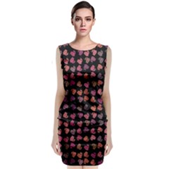 Mixed Colors Flowers Motif Pattern Classic Sleeveless Midi Dress