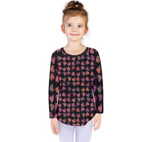 Mixed Colors Flowers Motif Pattern Kids  Long Sleeve Tee by dflcprintsclothing