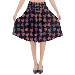 Mixed Colors Flowers Motif Pattern Flared Midi Skirt by dflcprintsclothing