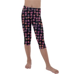 Mixed Colors Flowers Motif Pattern Kids  Lightweight Velour Capri Leggings  by dflcprintsclothing