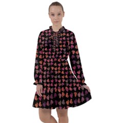 Mixed Colors Flowers Motif Pattern All Frills Chiffon Dress