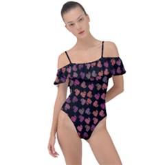 Mixed Colors Flowers Motif Pattern Frill Detail One Piece Swimsuit by dflcprintsclothing