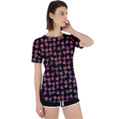 Mixed Colors Flowers Motif Pattern Perpetual Short Sleeve T-shirt