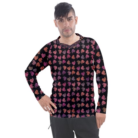 Mixed Colors Flowers Motif Pattern Men s Pique Long Sleeve Tee by dflcprintsclothing