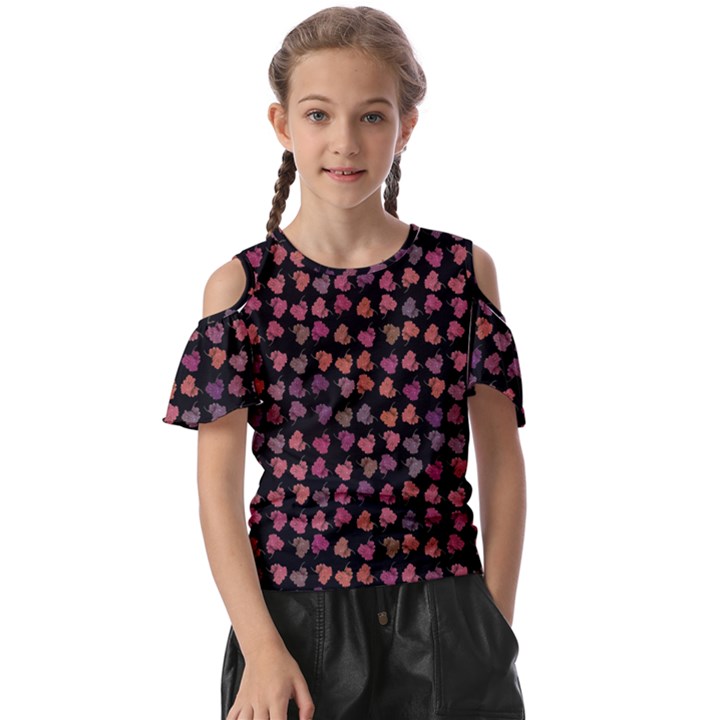 Mixed Colors Flowers Motif Pattern Kids  Butterfly Cutout Tee