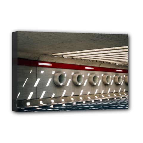 Patterned Tunnels On The Concrete Wall Deluxe Canvas 18  X 12  (stretched) by artworkshop