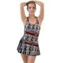 Patterned tunnels on the concrete wall Ruffle Top Dress Swimsuit View1