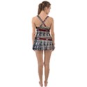 Patterned tunnels on the concrete wall Ruffle Top Dress Swimsuit View2