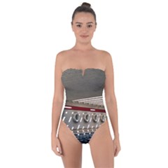 Patterned Tunnels On The Concrete Wall Tie Back One Piece Swimsuit by artworkshop