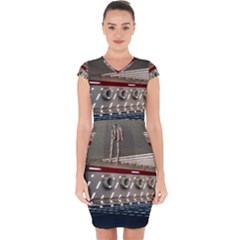 Patterned Tunnels On The Concrete Wall Capsleeve Drawstring Dress 