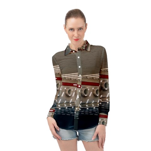 Patterned Tunnels On The Concrete Wall Long Sleeve Chiffon Shirt by artworkshop