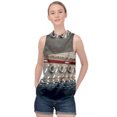 Patterned Tunnels On The Concrete Wall High Neck Satin Top by artworkshop