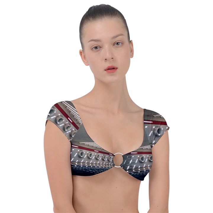 Patterned tunnels on the concrete wall Cap Sleeve Ring Bikini Top