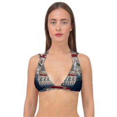 Patterned Tunnels On The Concrete Wall Double Strap Halter Bikini Top by artworkshop