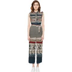 Patterned Tunnels On The Concrete Wall Women s Frill Top Chiffon Jumpsuit by artworkshop