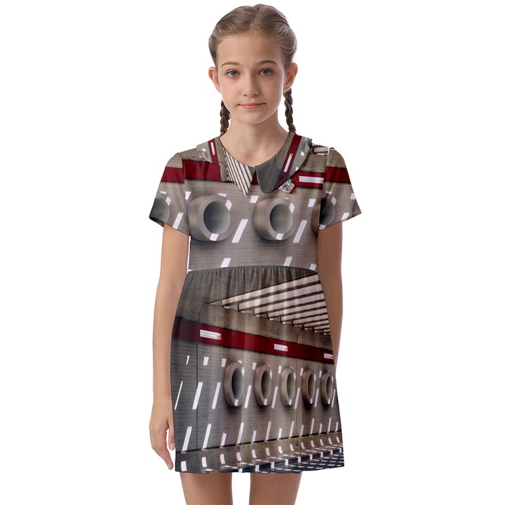 Patterned tunnels on the concrete wall Kids  Asymmetric Collar Dress